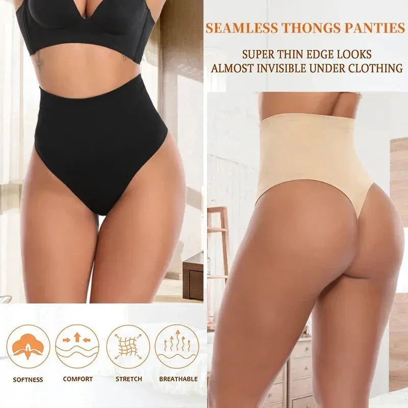 Seamless Tummy Control Thong Shapewear For Women Silhouette