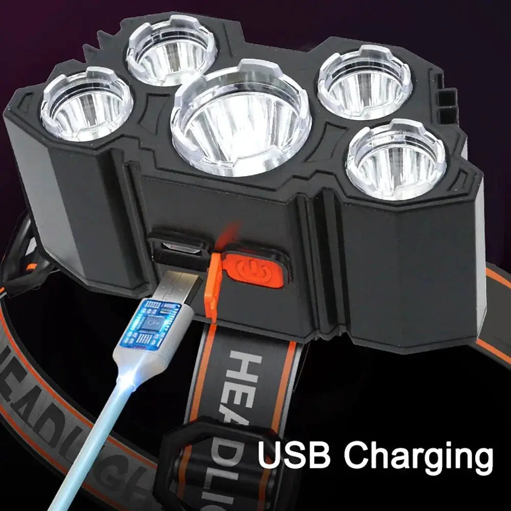 5 LED Rechargeable Flashlight With Built In Battery