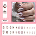 24Ps Set Square Head Coffin Pink Matte French Fake Nails