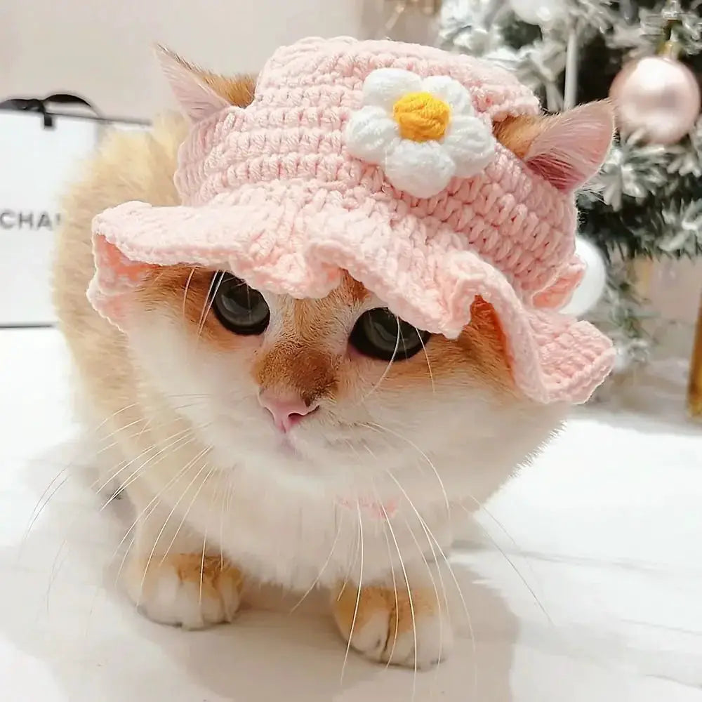 Decoration Cute Flower Cat Hat For Pet Cosplay Photo Props