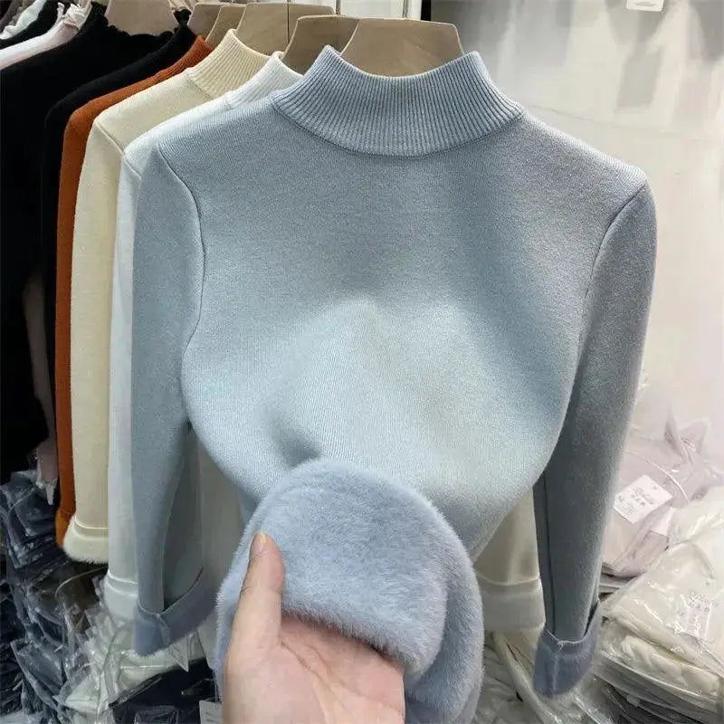 Korean Winter Turtleneck Pullover Cozy Fleece Chic Fashion