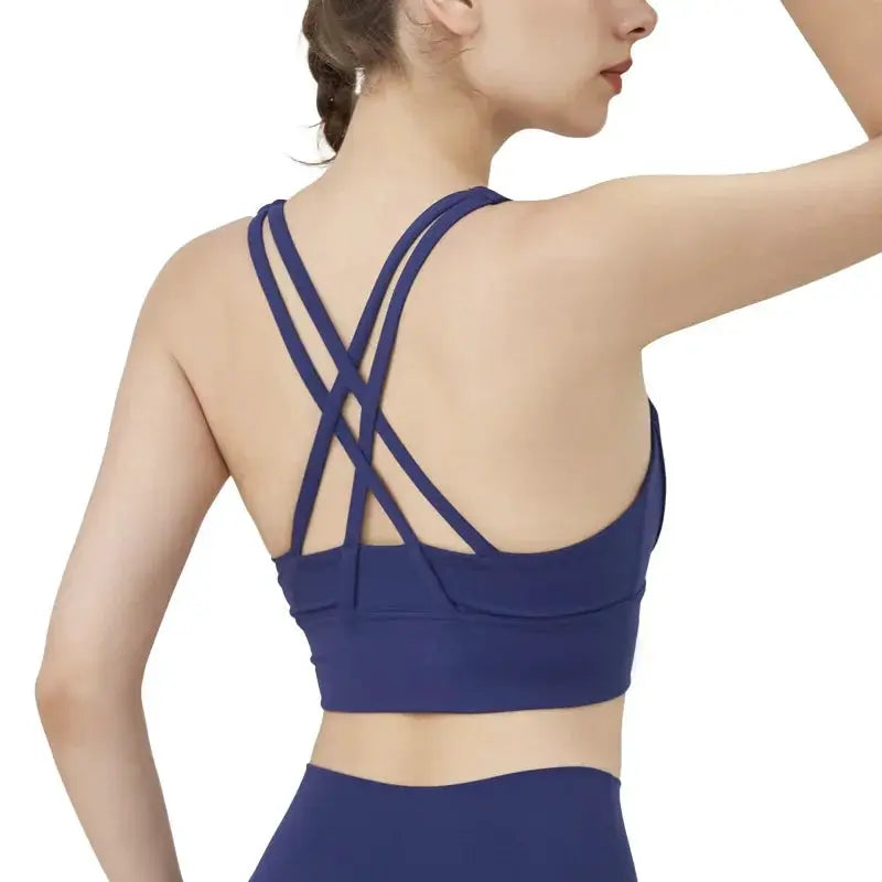 Women's Cross Back Yoga Bra for Gym Fitness Solid Color
