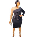 Elegant African Peplum Midi Dress for Special Events