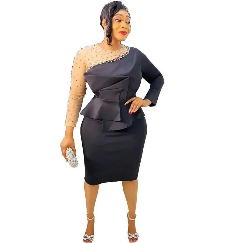 Elegant African Peplum Midi Dress For Special Occasions