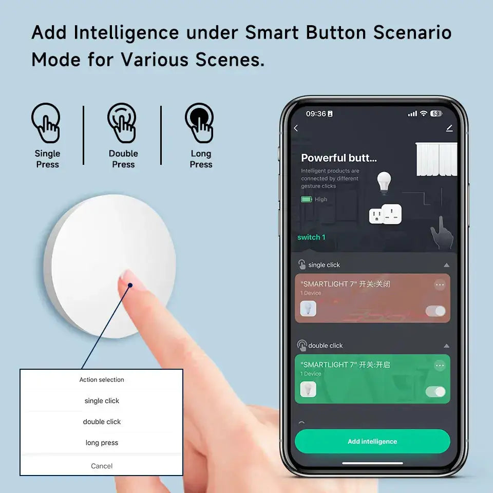 Tuya Zigbee Smart Push Button Wireless Switch Include Battery Remote Control Automation Scenario Switch Work with Zigbee Gateway