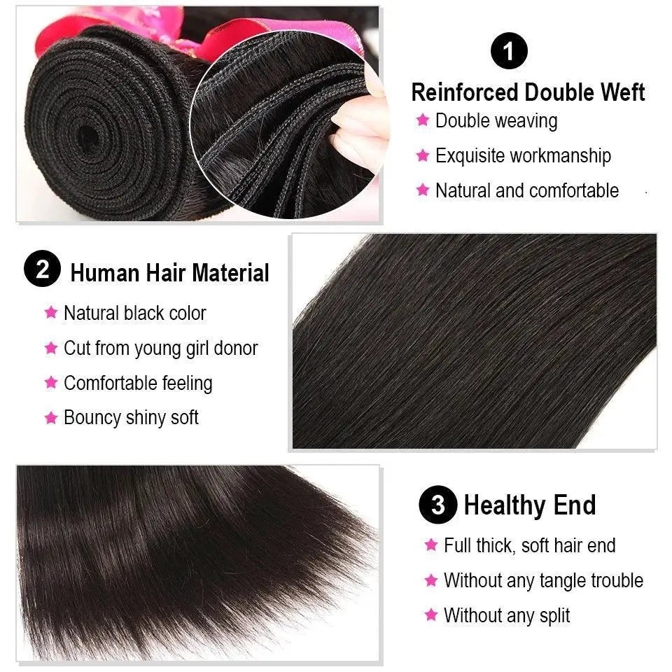 Peruvian Straight Remy Human Hair Bundles Pearl Collection