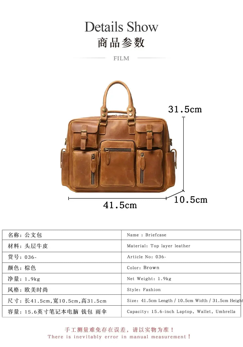 Stylish Vintage Large Capacity Leather Briefcase For Men - OurLum.com