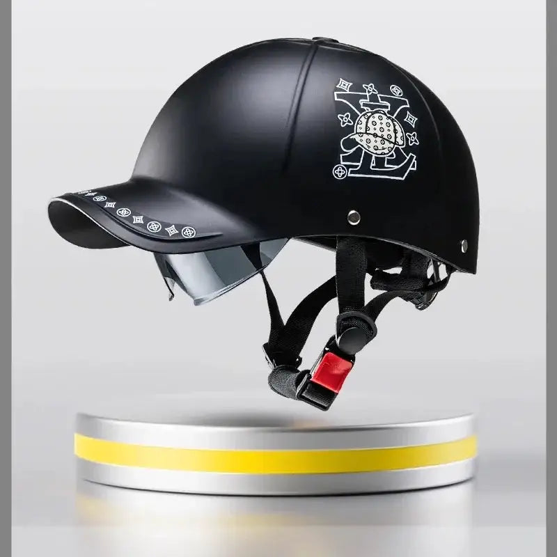 Motorcycle Half Helmet Baseball Cap Style Safety Helmet with Visor Retro Scooter Electric Bike Riding Helmet for Men Women