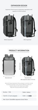 Men Travel Backpack Vacuum Compression 17 Inch Laptop Backpack