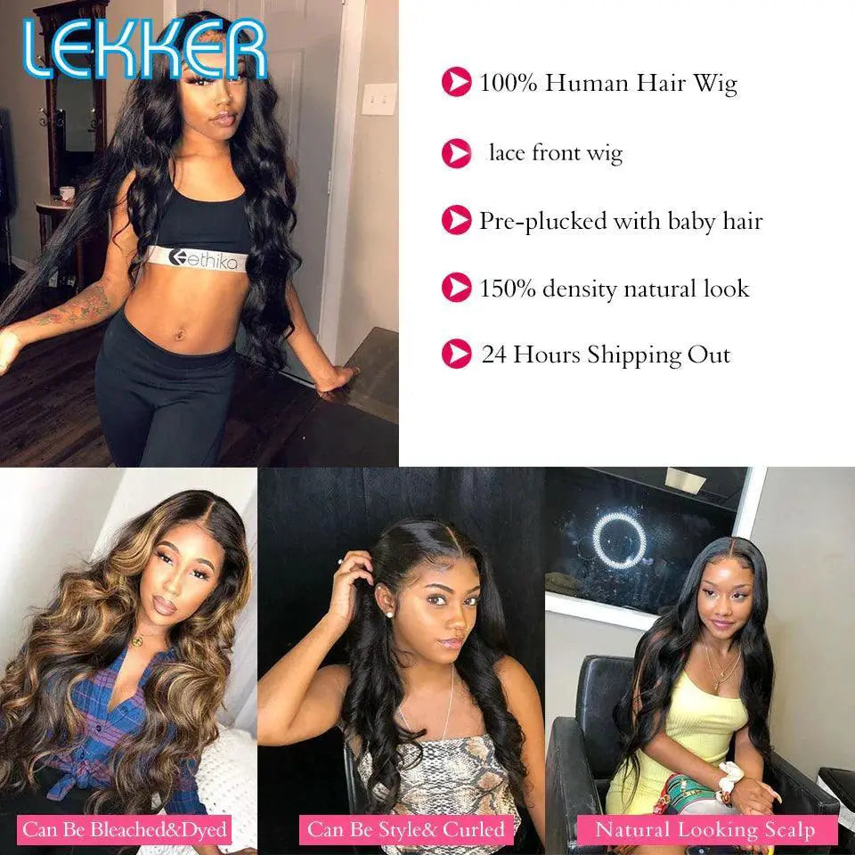 30 Inch Glueless Body Wave Lace Front Wig For Women
