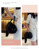 JIAERDI Lolita Plush Cute Cat Bag Women Harajuku Fur Bag