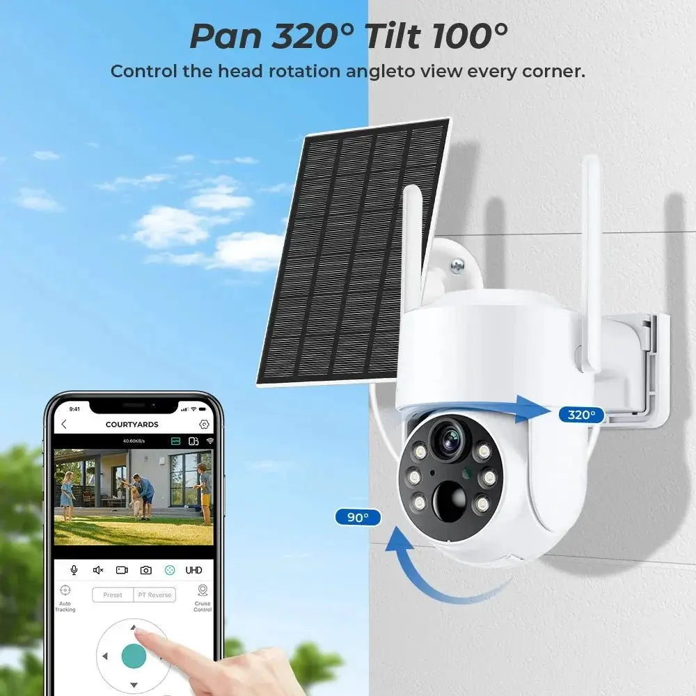 WiFi Solar PTZ Outdoor Camera 4MP HD With Long Standby Battery And iCsee App - stepyours.com