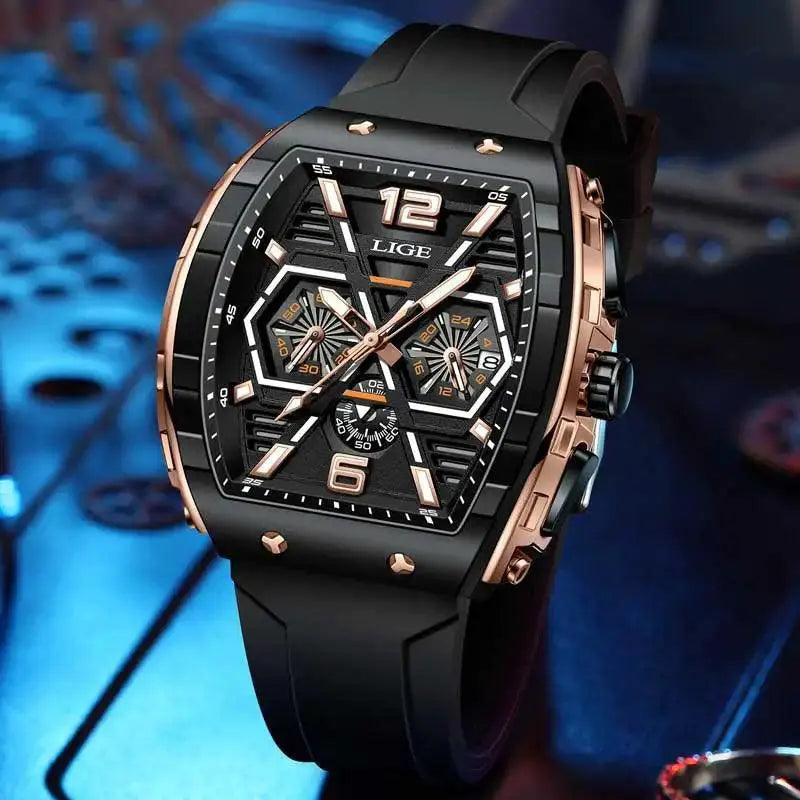 LIGE Luxury Quartz Watch Multifunctional Timepiece For Men