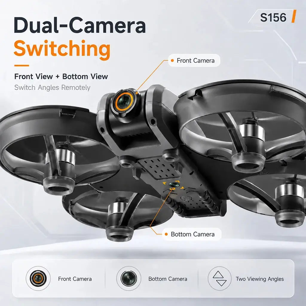 ZNLYRION S156 RC Drone 8K Dual Camera Quadcopter with 5.9-inch Screen Remote Brushless Motor Optical Flow Hovering 360° Protection WiFi FPV Remote Control Aircraft with Storage Bag 1 Battery
