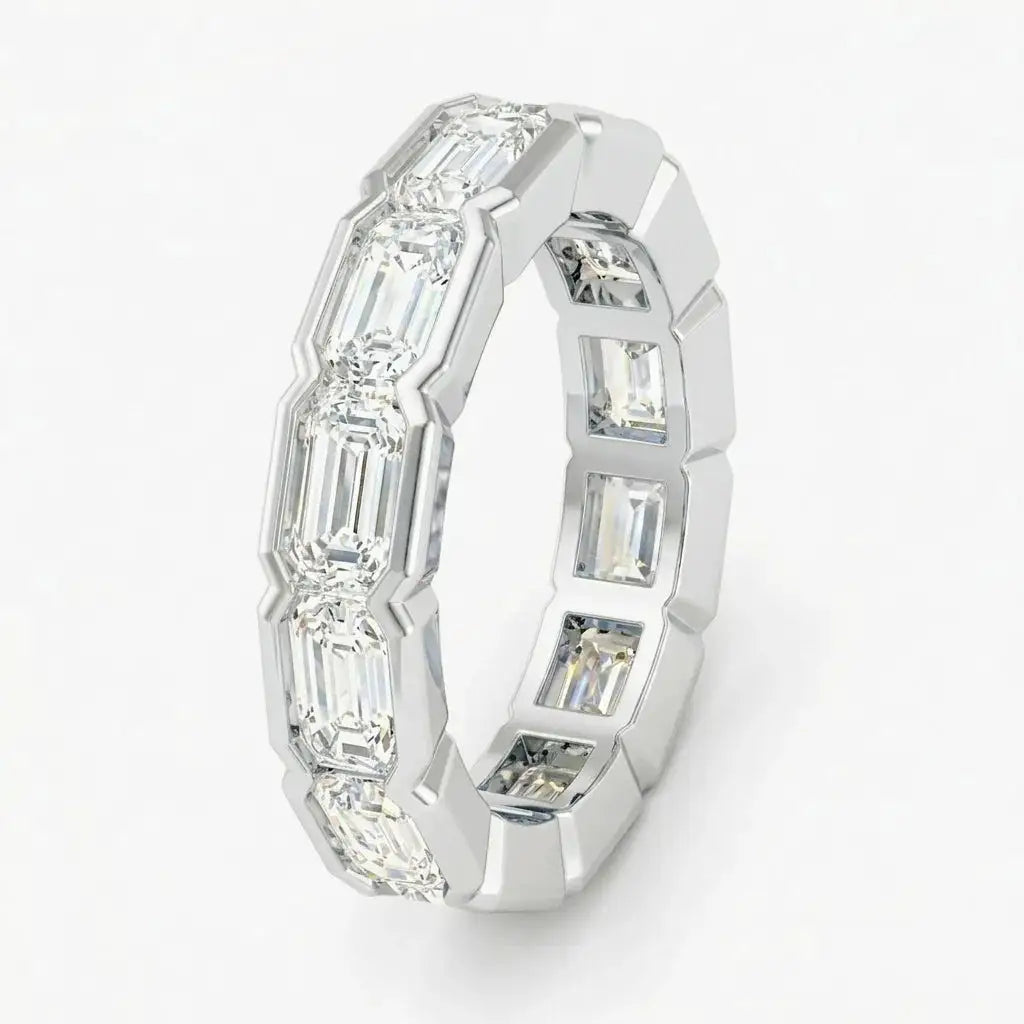 925 Sterling Silver Eternal Ring Emerald Cut D-Color Moissanite Stackable Wedding Engagement Ring for Women Luxurious Exquisite Jewelry Anniversary Gift Box