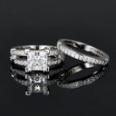 Moissanite Engagement Ring Set Silver