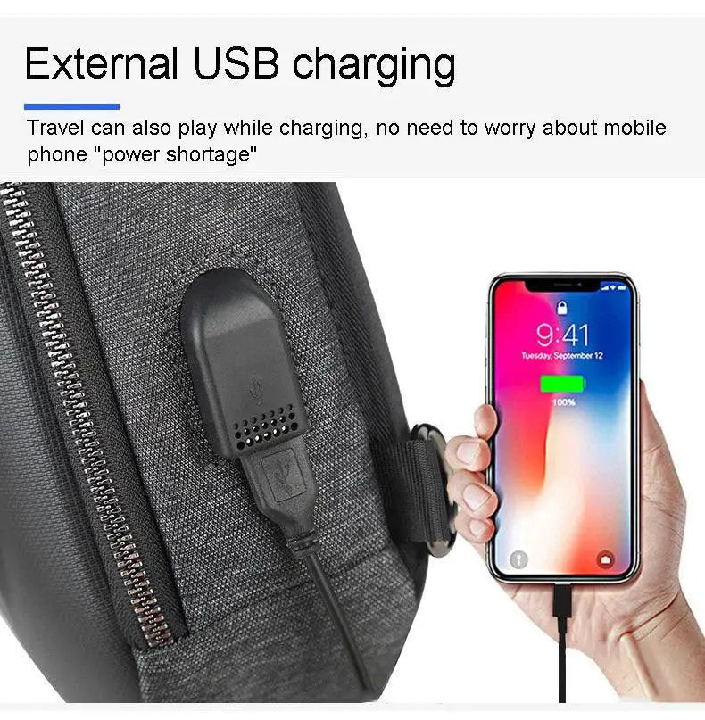 Running Chest Bag USB Charging Sling Pack For Men Unisex