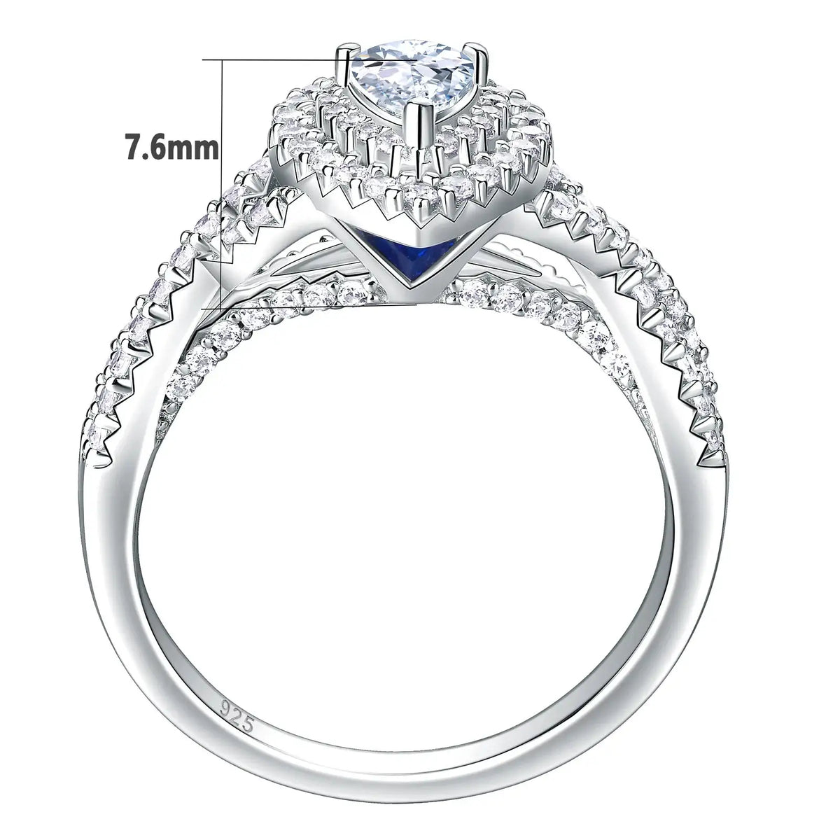 Pear Moissanite Ring in Sterling Silver — product view 2