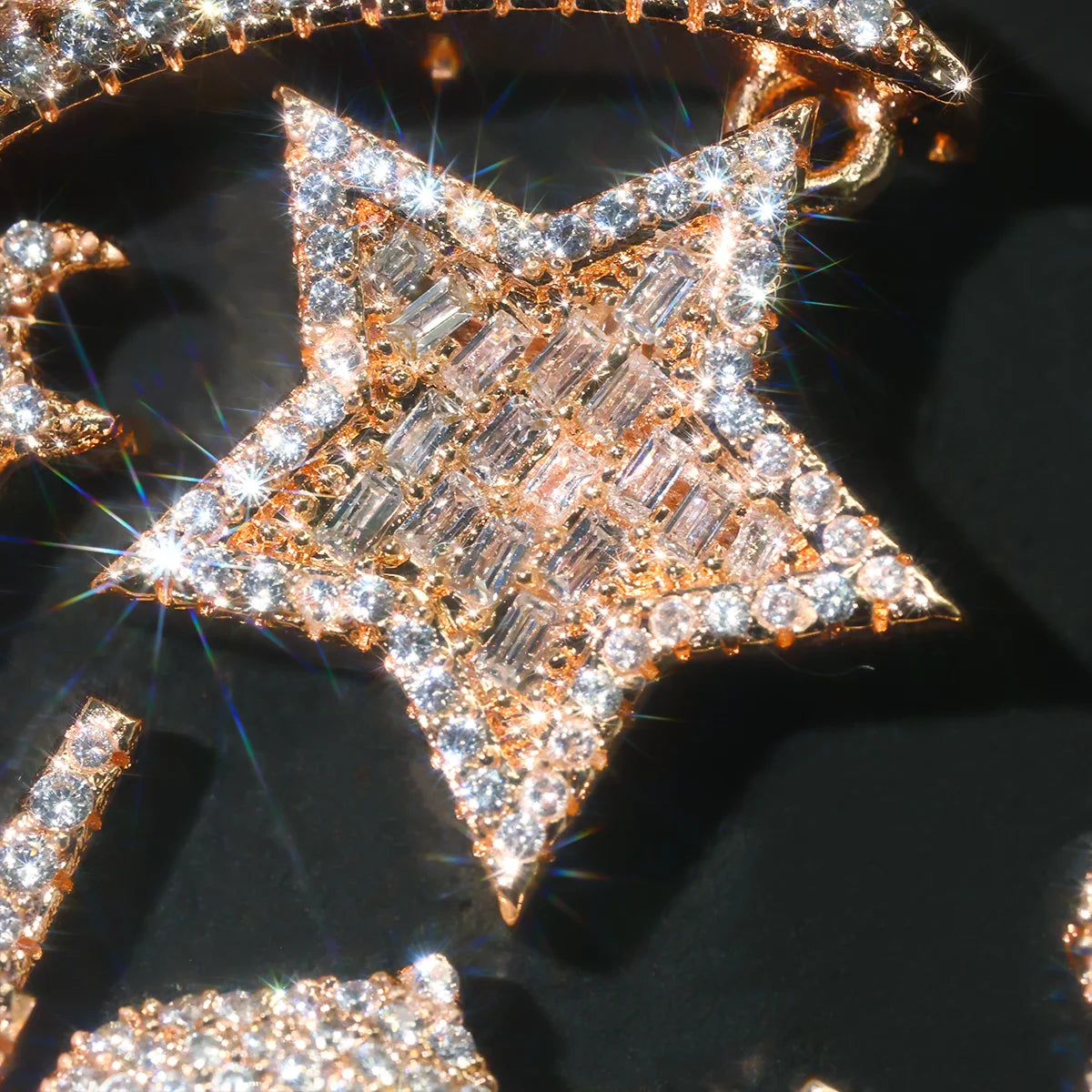 Iced Crescent Mosque Star Pendant
