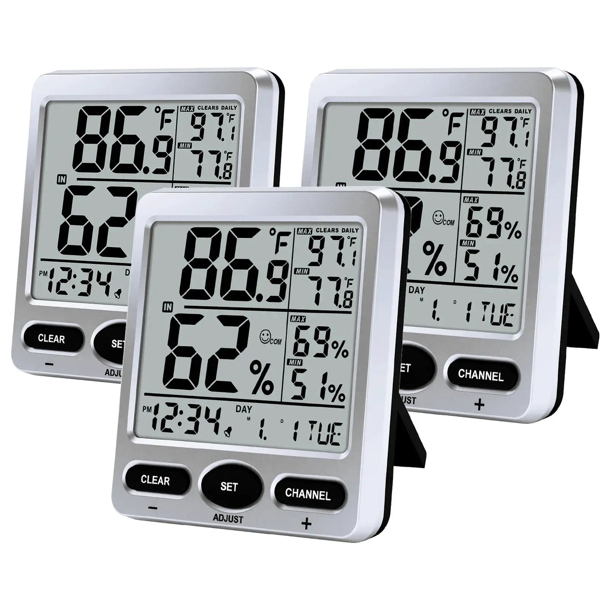 2025 Smart Indoor Digital Thermometer Hygrometer Real-Time Temp Humidity Monitor with Alarm Max/Min Records Calibration For Home