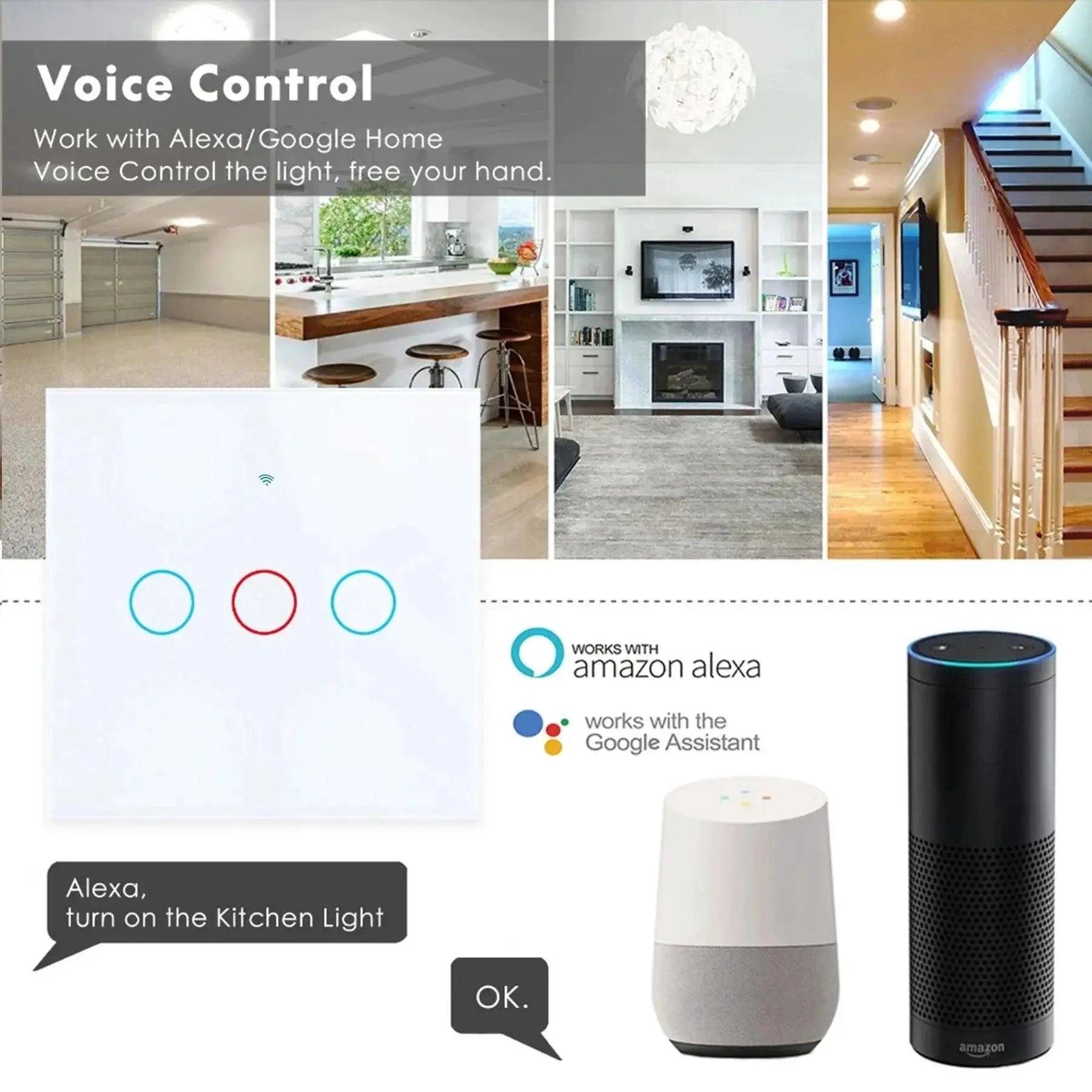 Mobu Tuya WiFi Smart Light Switch for Smart Home Control