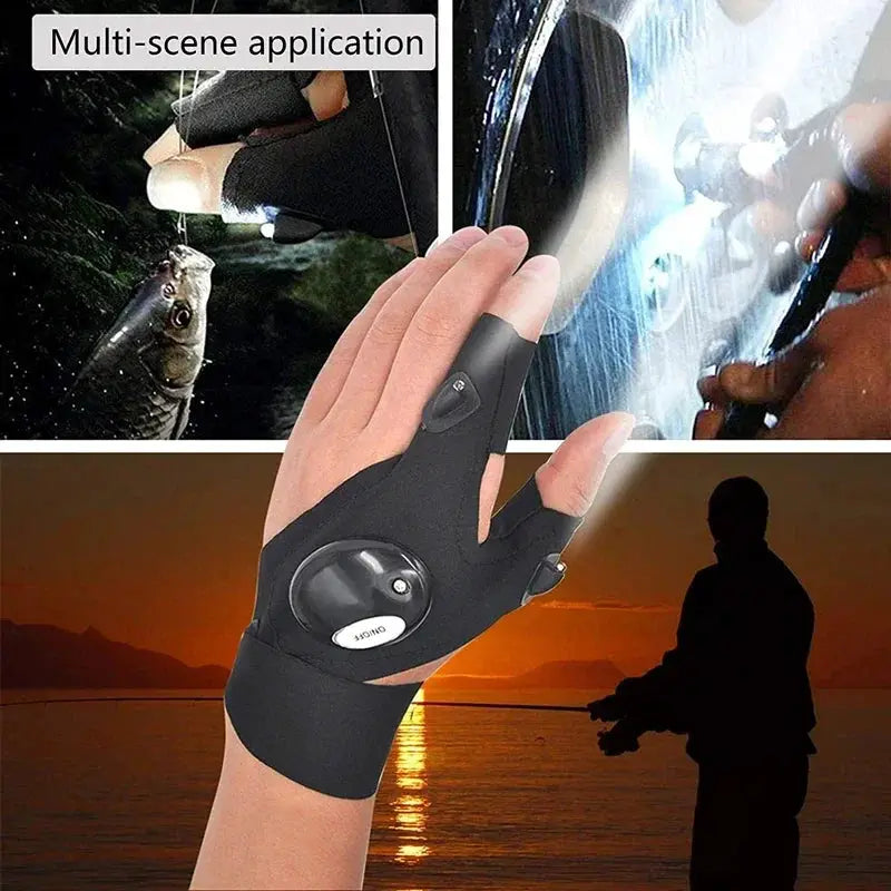 Fingerless Glove Led Flashlight Waterproof Torch Gear