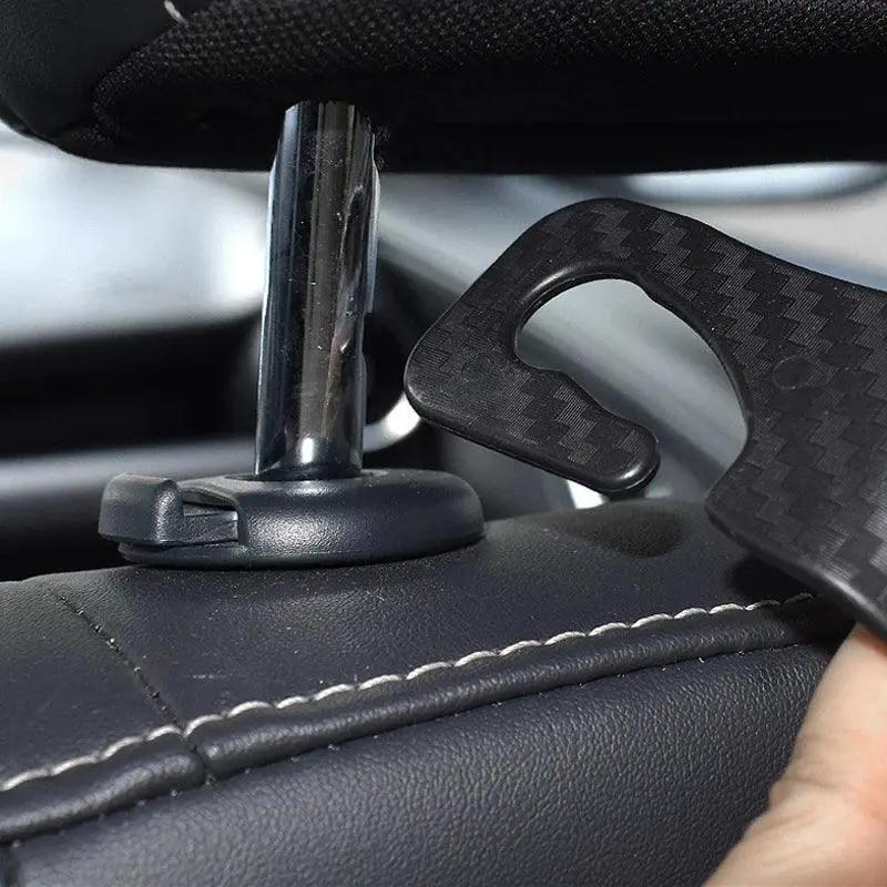 Carbon Fibre Car Seat Organizer Hooks For Handbags