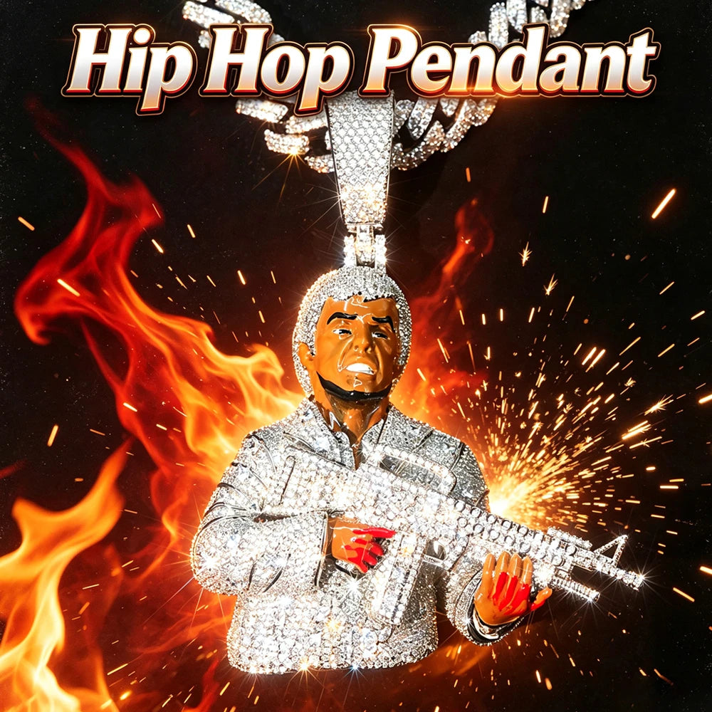 Iced Out Gun Pendant Micro