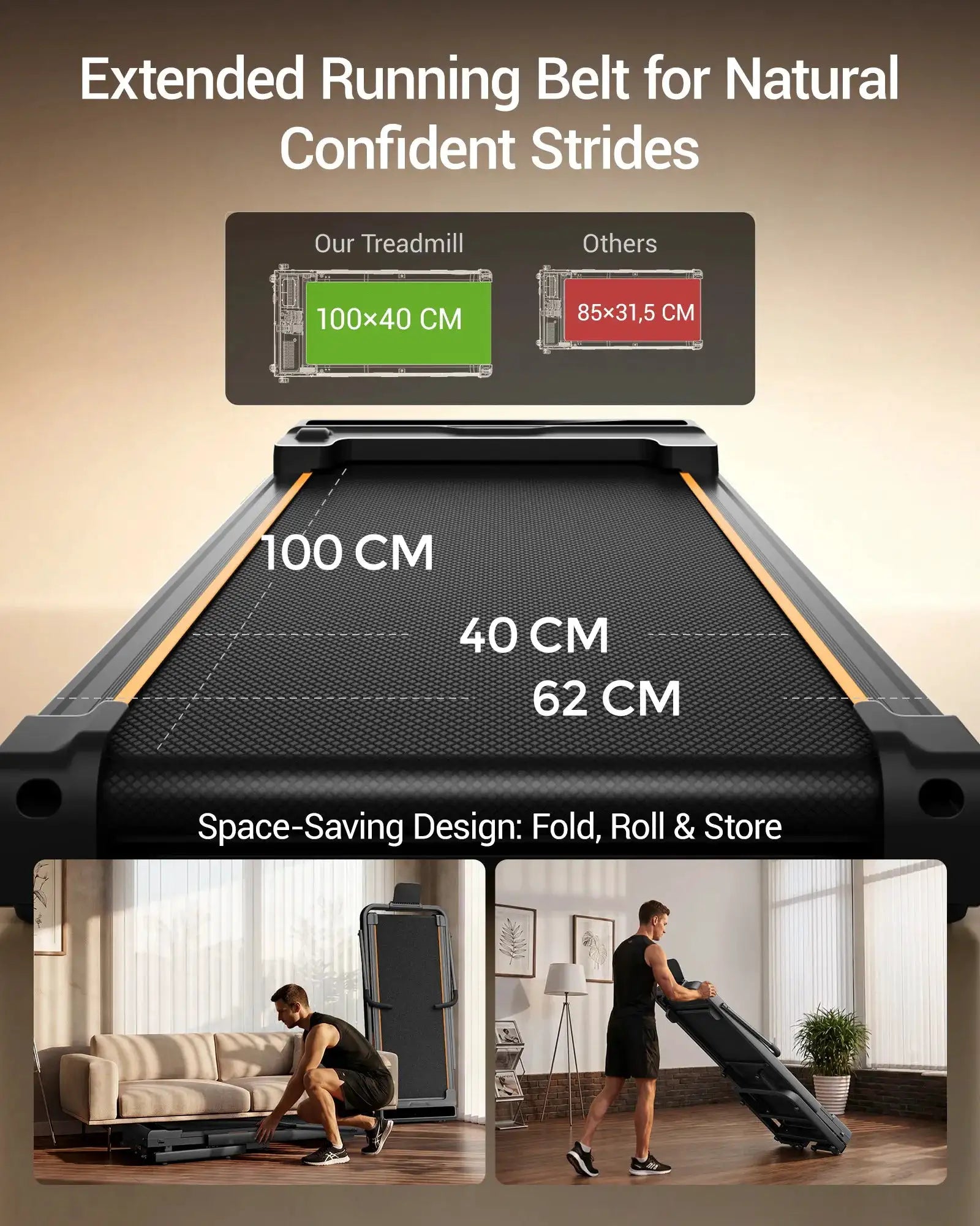 UMAY Folding Treadmill for Home 15% Incline Electric Running Machine 3.0HP Powerful Motor Adjustable Speed Walking Pad LED Display Shock Absorption Fitness Equipment