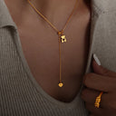 Hollow Bear Pendant Adjustable Necklace For Women Gold Plated