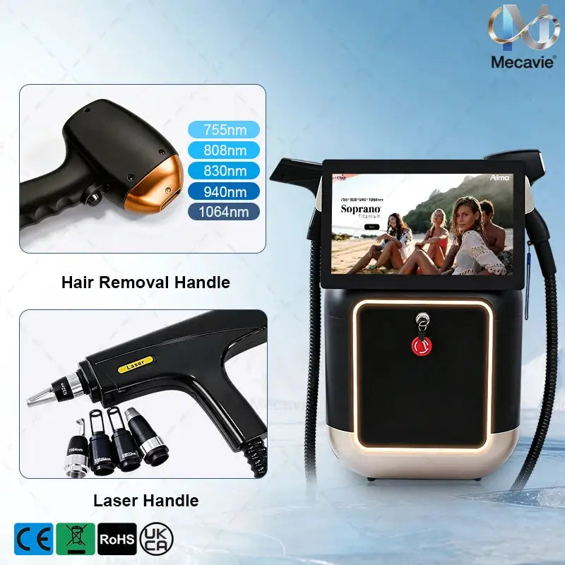 FAC Fast Axis Collimation Diode Laser Hair Removal Machine 10 Bars Genuine Sapphire Cooling Picosecond Laser Tattoo Mole Removal