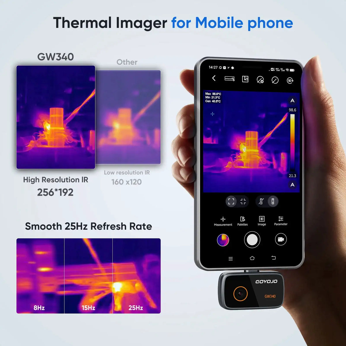 IOS and Android Мобильная тепловизионная камера на базе 256*192 25Hz for Phone Imaging Underf