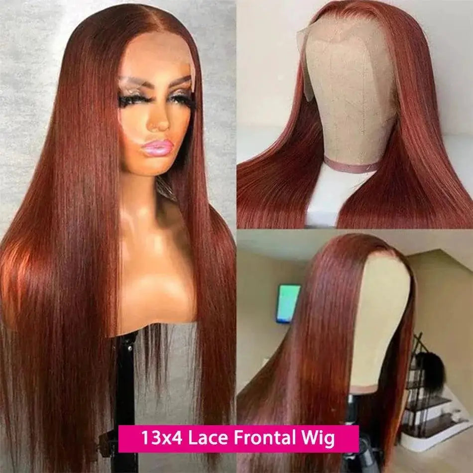 Reddish Brown HD Lace Front Wig 13x6 Straight for Women