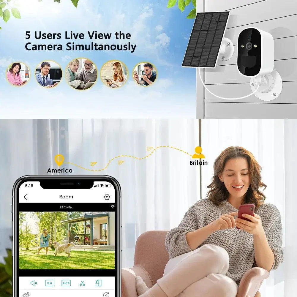 Solar-Powered WiFi Security Camera With Two-Way Audio