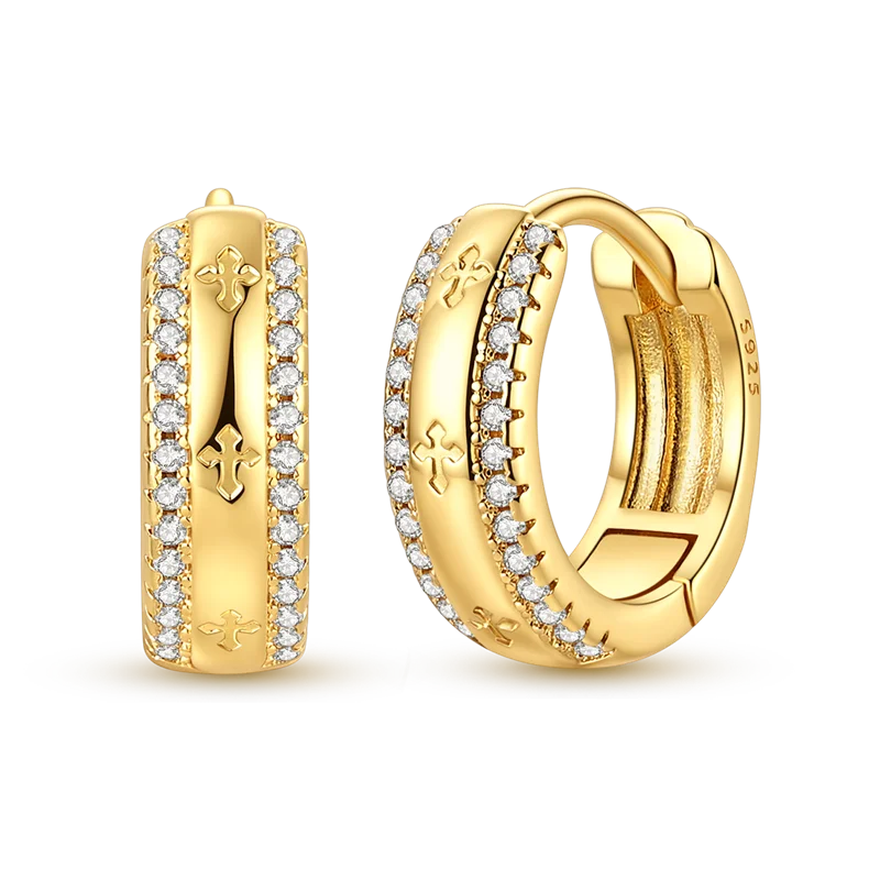 Hoop Earrings Sterling Silver Cz