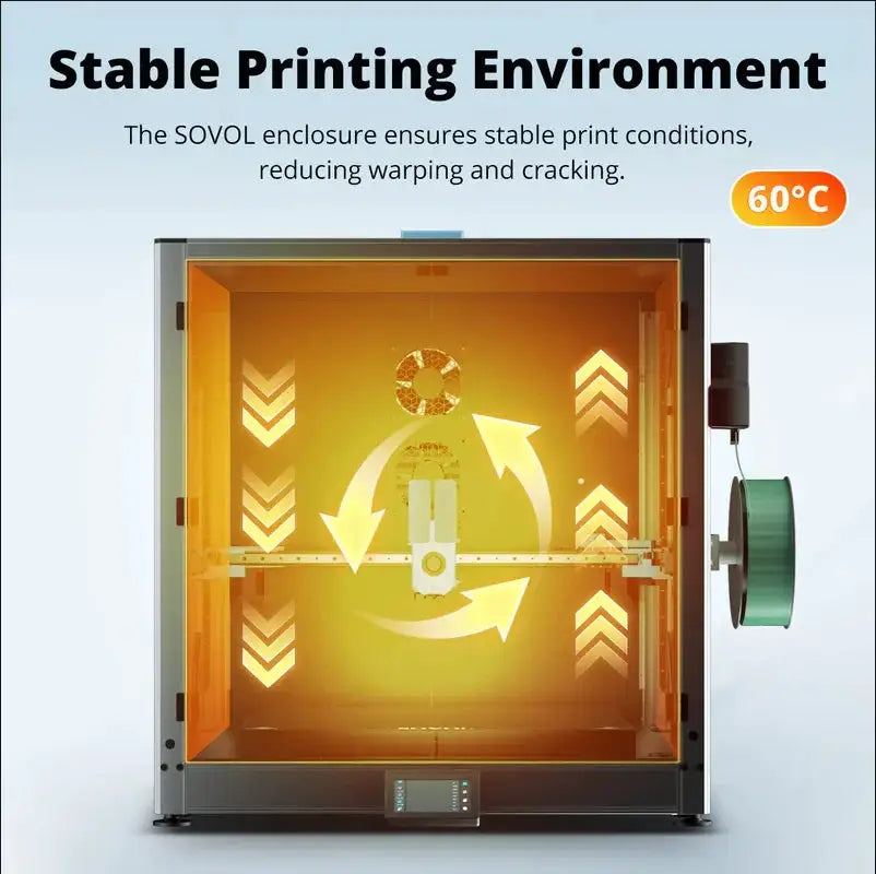 Sovol Metal and Tempered Glass Open Enclosure with Drag Chain and Filter Fan for Sovol SV08 MAX