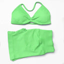 Seamless Yoga Set Women Strappy Bra High Waist