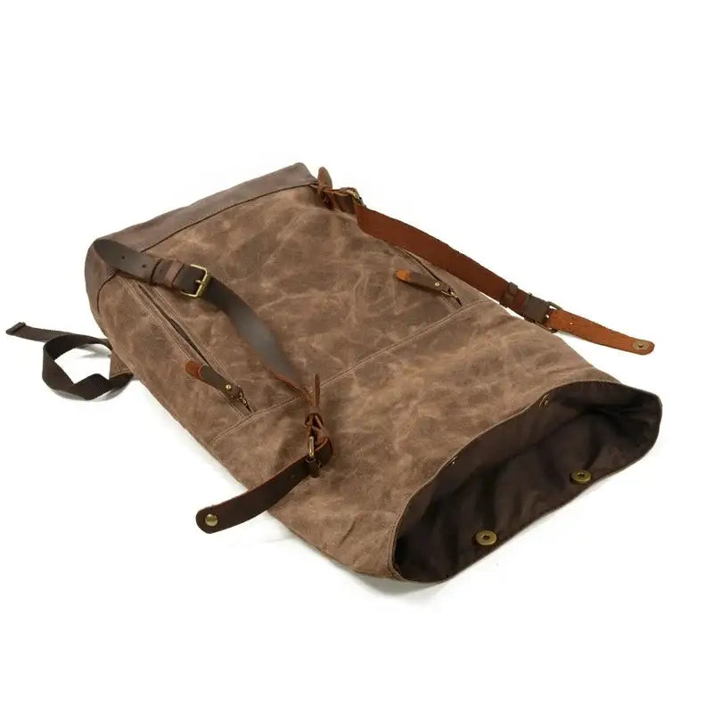Men Waxed Canvas Backpacks Daypack Large Capacity Laptop Leather College Travel Vintage Weekend Waterproof Anti-theft Rucksack