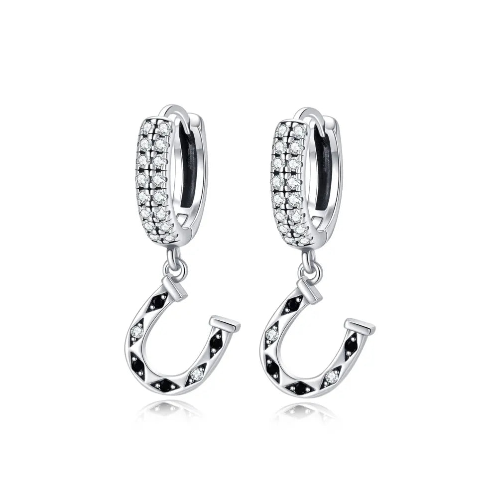 Sterling Silver Hoop Earrings Crystal
