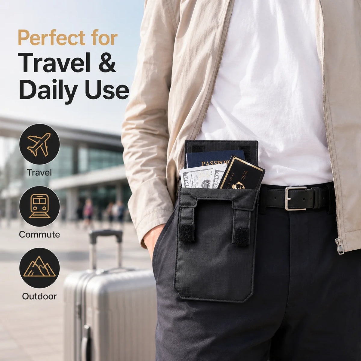 Black Slim Belt Wallet Zero