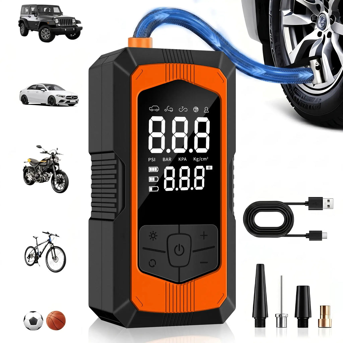 Portable Car Air Compressor 3X Faster 150PSI Cordless Tire Inflator Pump with Digital Gauge for Car Motorcycle Bike Air Pump