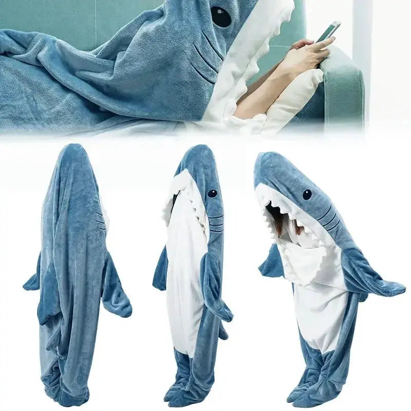 GY Trendy Sand Sculpture Shark Sleeping Bag Flannel One Piece