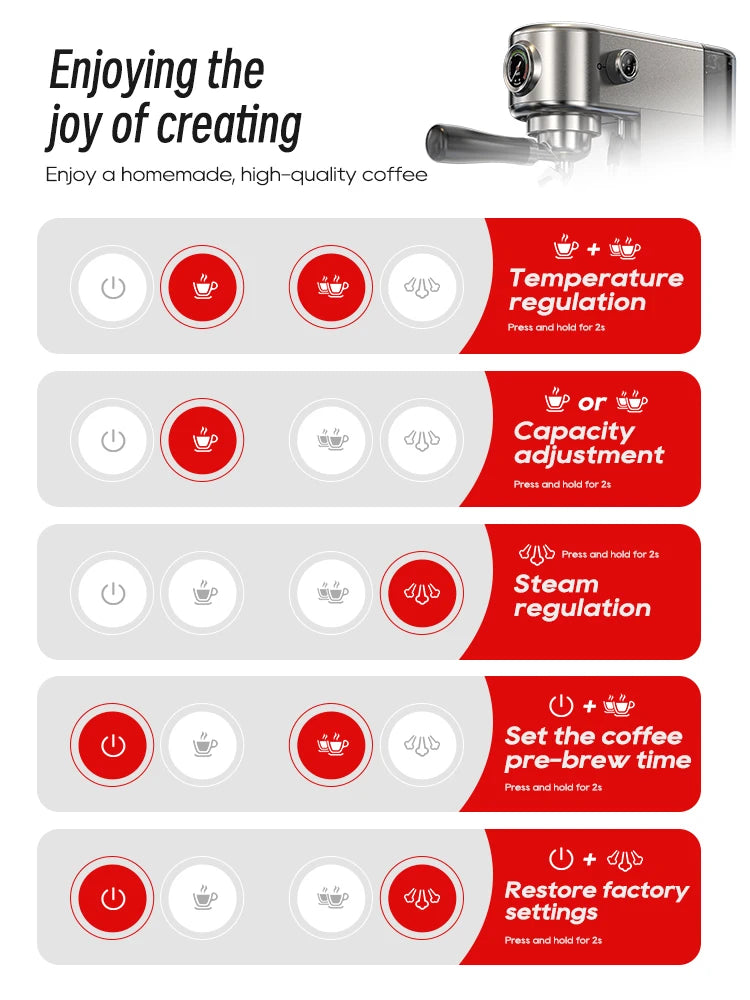 HiBREW Semi Automatic Espresso Coffee Machine Temperature Adjustable — product view 2
