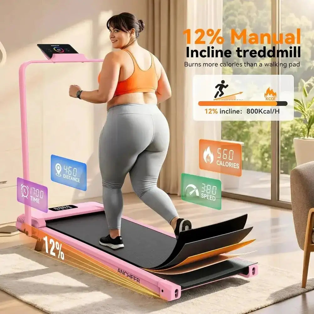 High-Capacity 3.5HP Treadmill with 12-15% Incline, Folding Walking Pad, 320-450lb Capacity for Home and Office