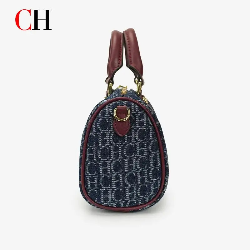 CH Boston Handbag Women Mini Barrel Bag Luxury Lock Decor Top Handle Crossbody Bag Vintage Ladies Shoulder Purse For Daily