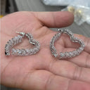 Korean Style Light Luxury Zircon Heart Wheat Earrings