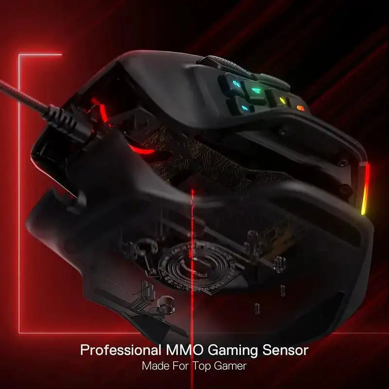 Redragon M811 Aatrox MMO Gaming Mouse, 15 Programmable Buttons Wired RGB Gamer Mouse w/ Ergonomic Natural Grip Build
