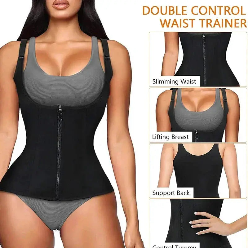 Neoprene Waist Trainer Corset Zip Vest Slimming Girdle