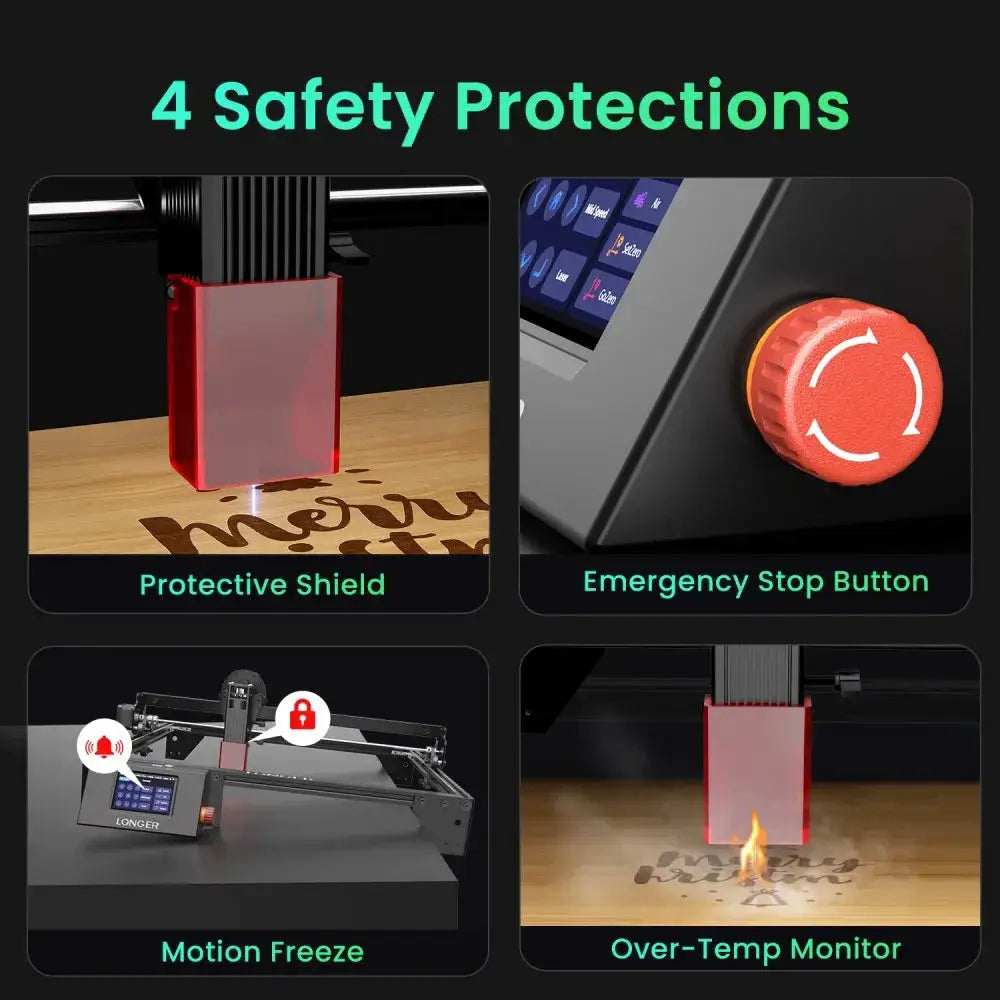 LONGER RAY5 5-5.5W Laser Engraver with 3.5" Touchscreen, Offline Carving, 0.08×0.08mm Ultra-Fine Laser Spot, ESP32 32-Bit Chipset, WiFi/App Control, Safety Protection, LightBurn Compatible CNC Laser Cutter