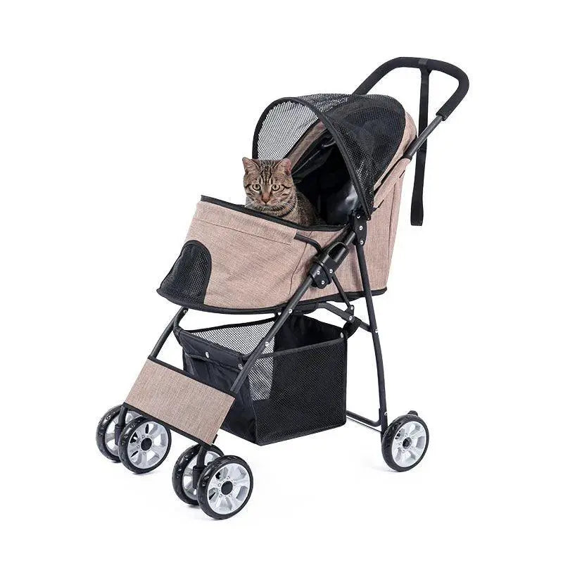 Foldable Pet Stroller With Large Mesh Window For Comfort